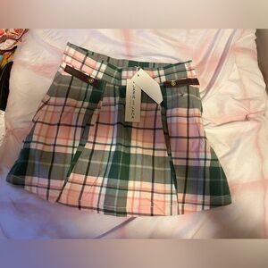 Janie and Jack Plaid Skirt - Green, Pink, Brown